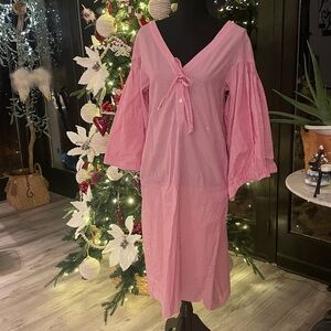 Red and white pinstriped cotton dress size 6 Teija